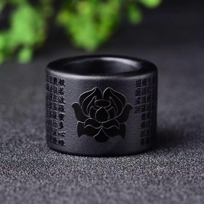Wedding Sutra - Natural Obsidian Hand Carved Heart Sutra