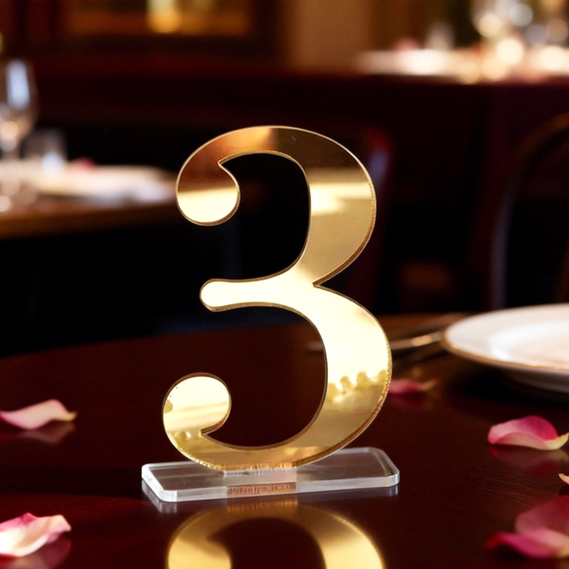 Table Number Gold - Numbers for Wedding Tables with Holder,