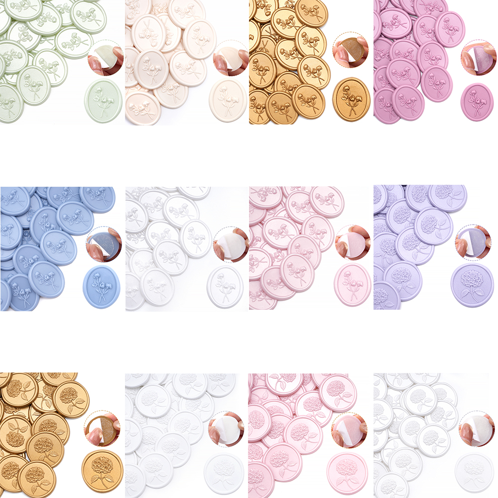 Wedding Sutra - 25Pcs Roses/hydrangea Floral 3D Wax Seal