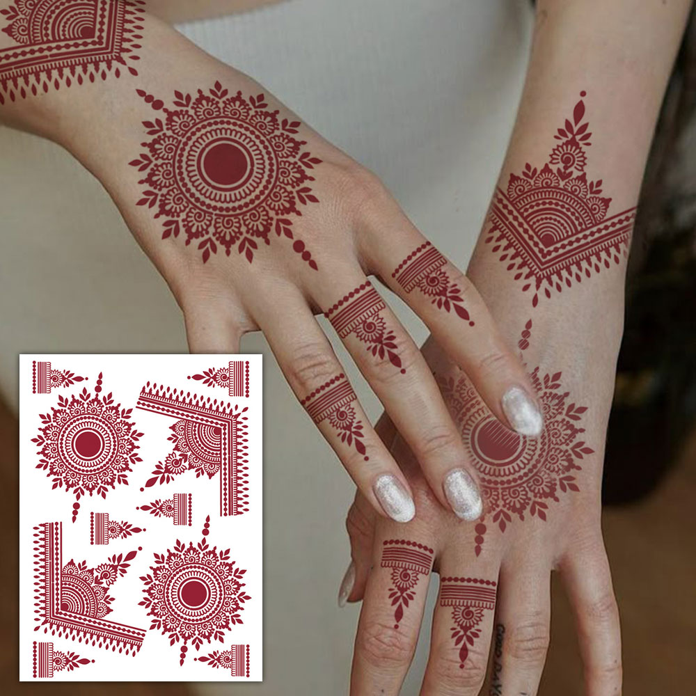 Wedding Sutra - Red Lace Henna Waterproof Temporary Tattoo