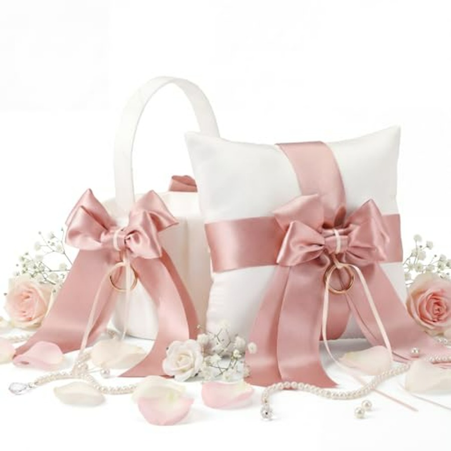 Ring Bearer Pillow - 2 Pcs Flower Girl Baskets and