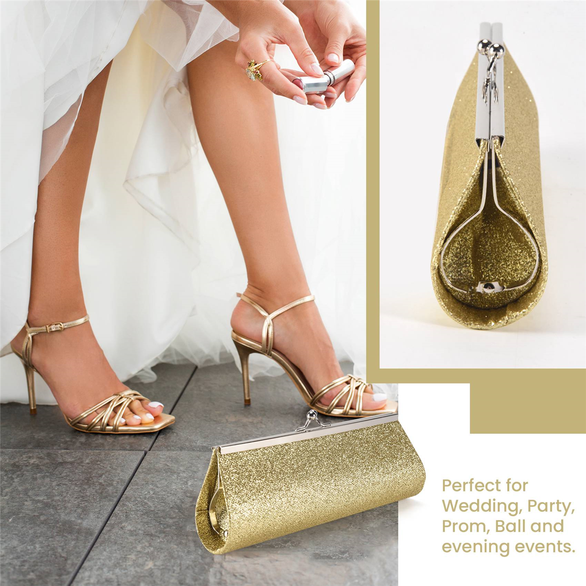 Wedding Package Gold - A330 Women Glitter Clutch Purse Evening