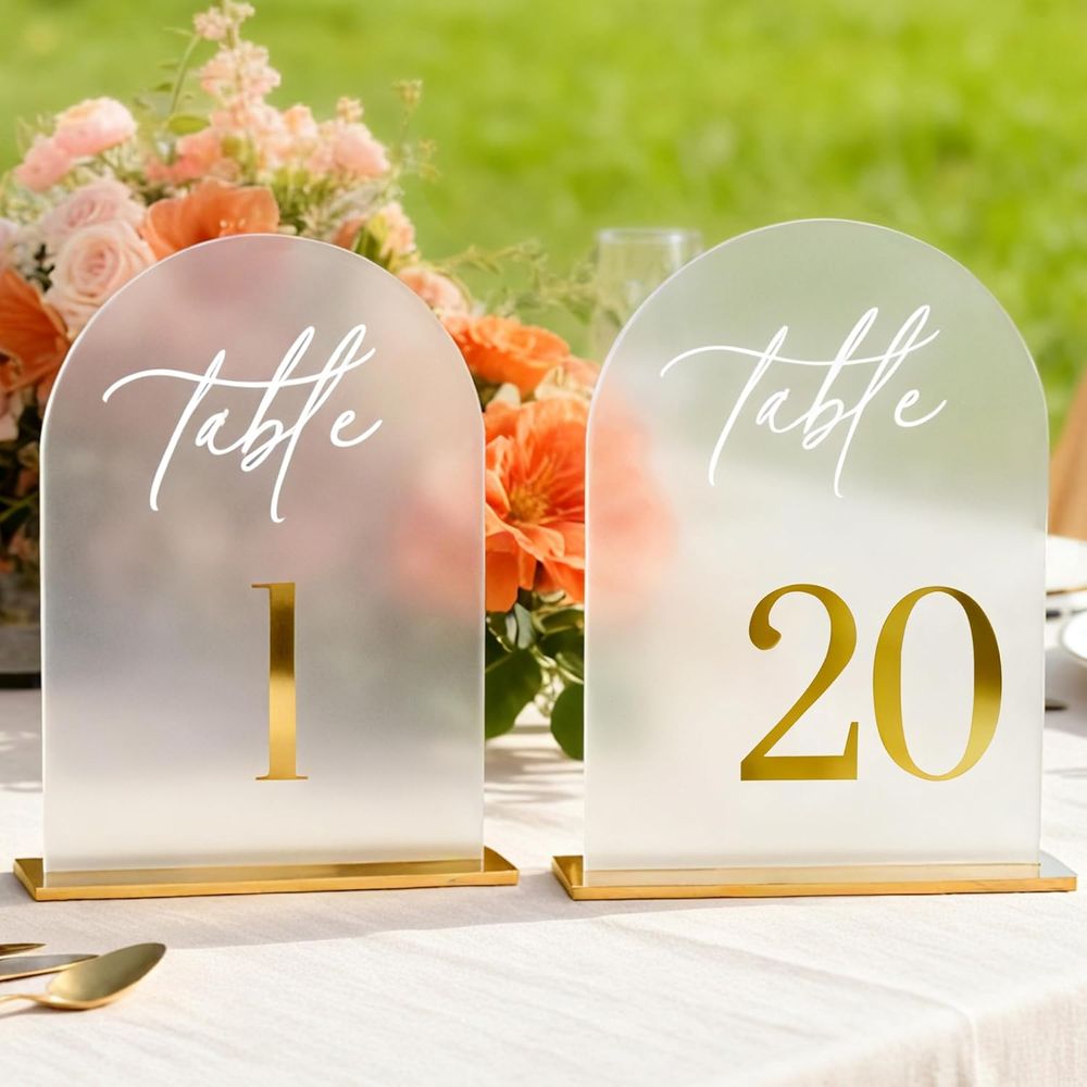 Table Number Gold - Frosted Arch Wedding Table Numbers 1-20