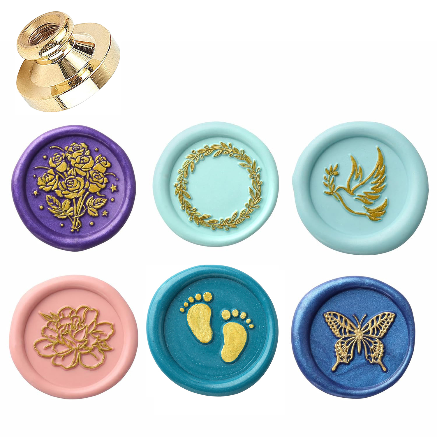 Wedding Sutra - Footprints Pigeon Wax Seal Stamp, Chinese