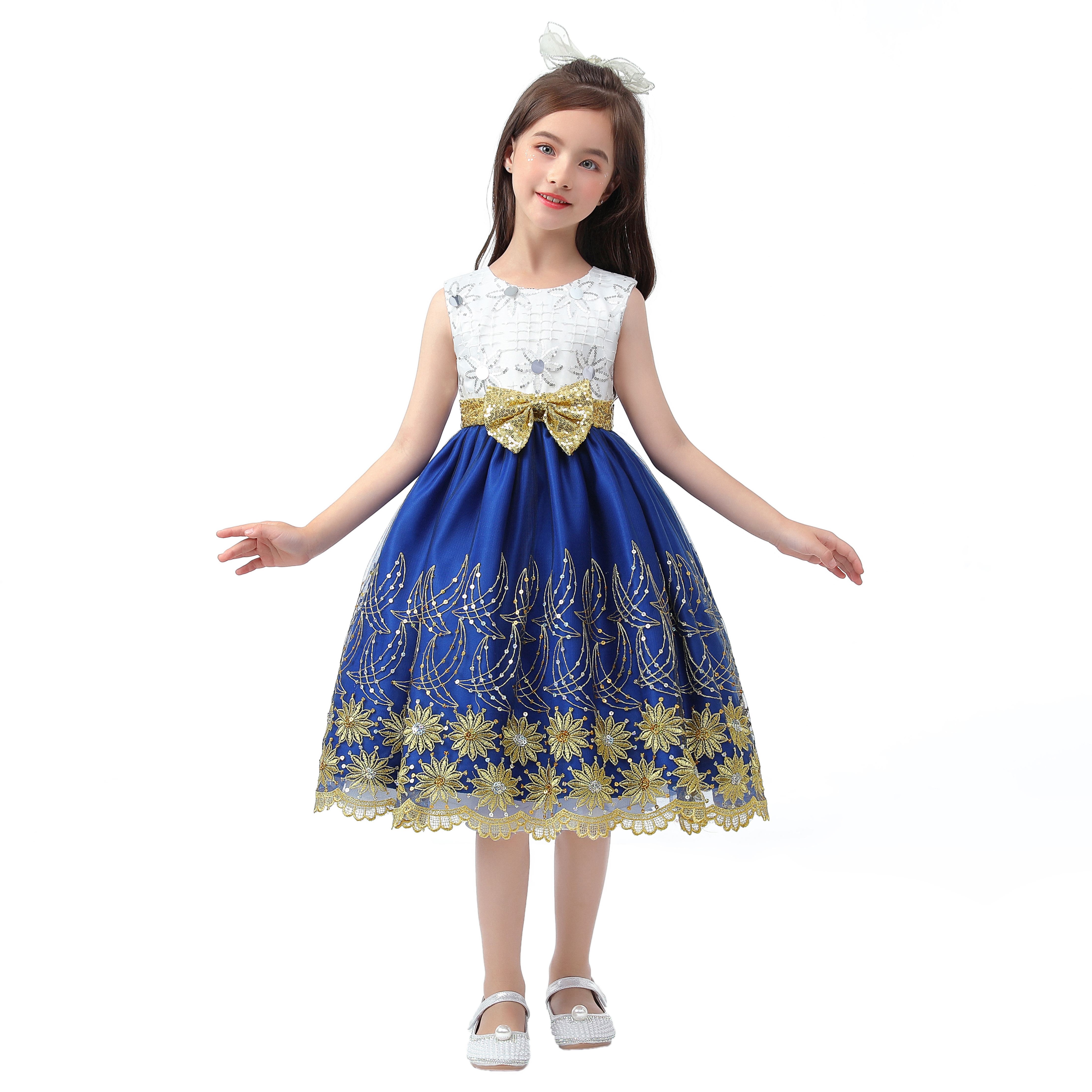 Wedding Lulu - Little girl’s embroidered dress, girls’ sequinned