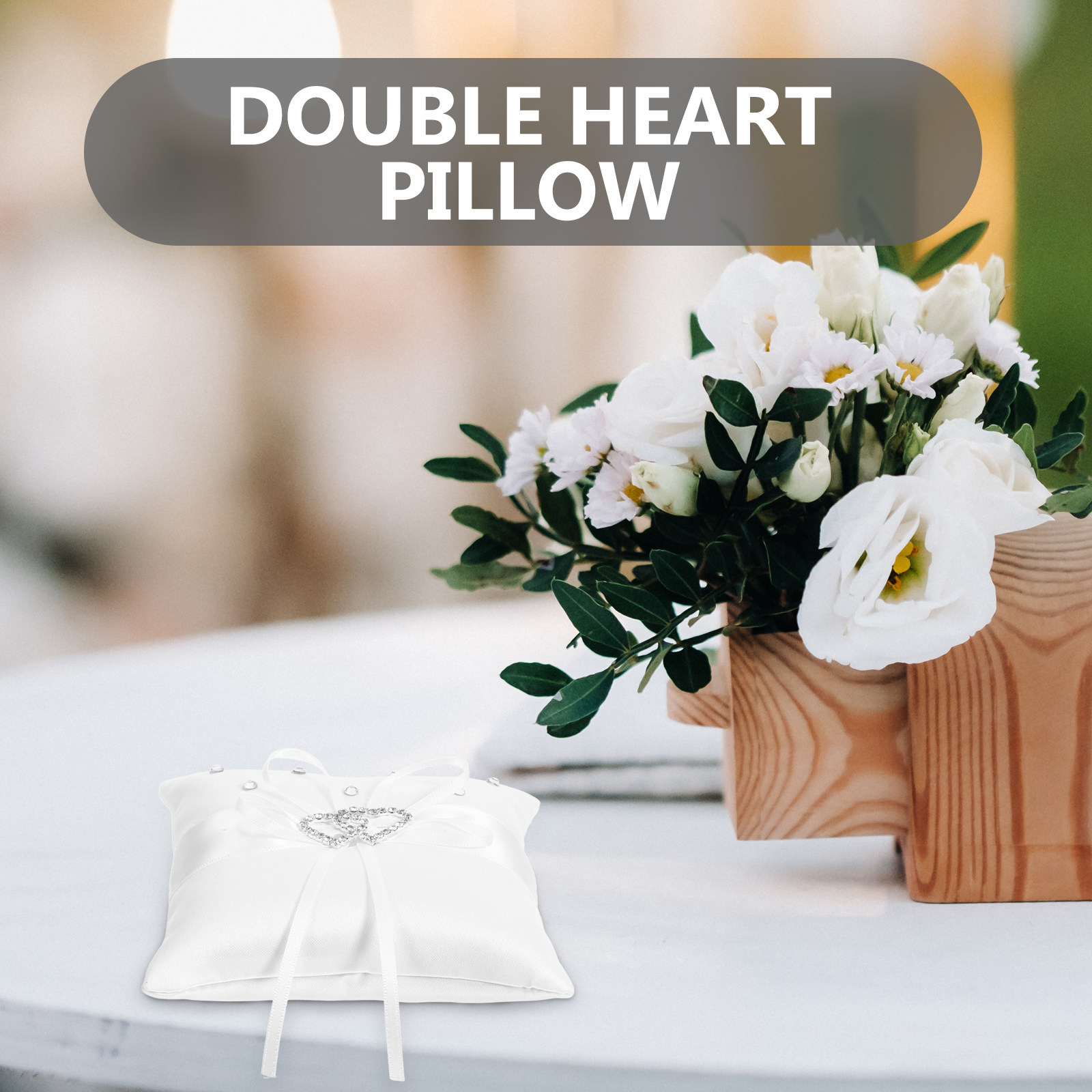 Ring Bearer Pillow - White 10x10cm Bridal Ring Pillow with