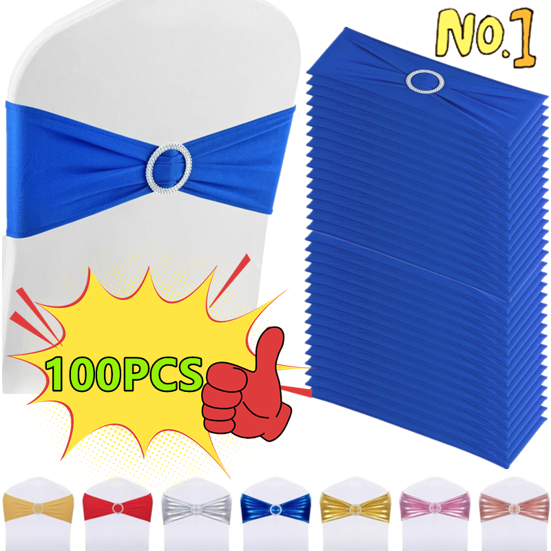 Chair Sash Organza - 100/50/10pcs Elastic Chair Knot Wedding Decoration