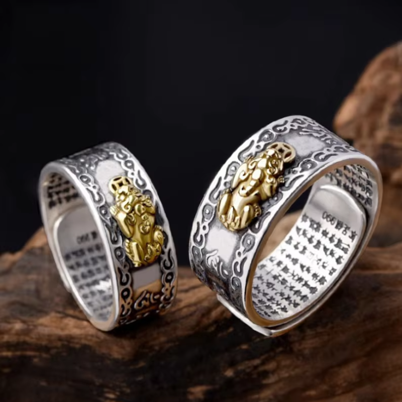 Wedding Sutra - opening adjustable S990 Sterling Silver Pixiu