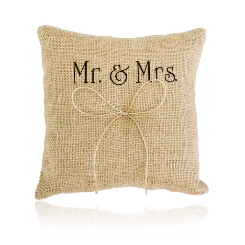 Ring Bearer Pillow - Rustic Burlap Ring Pillow Handmade Mr