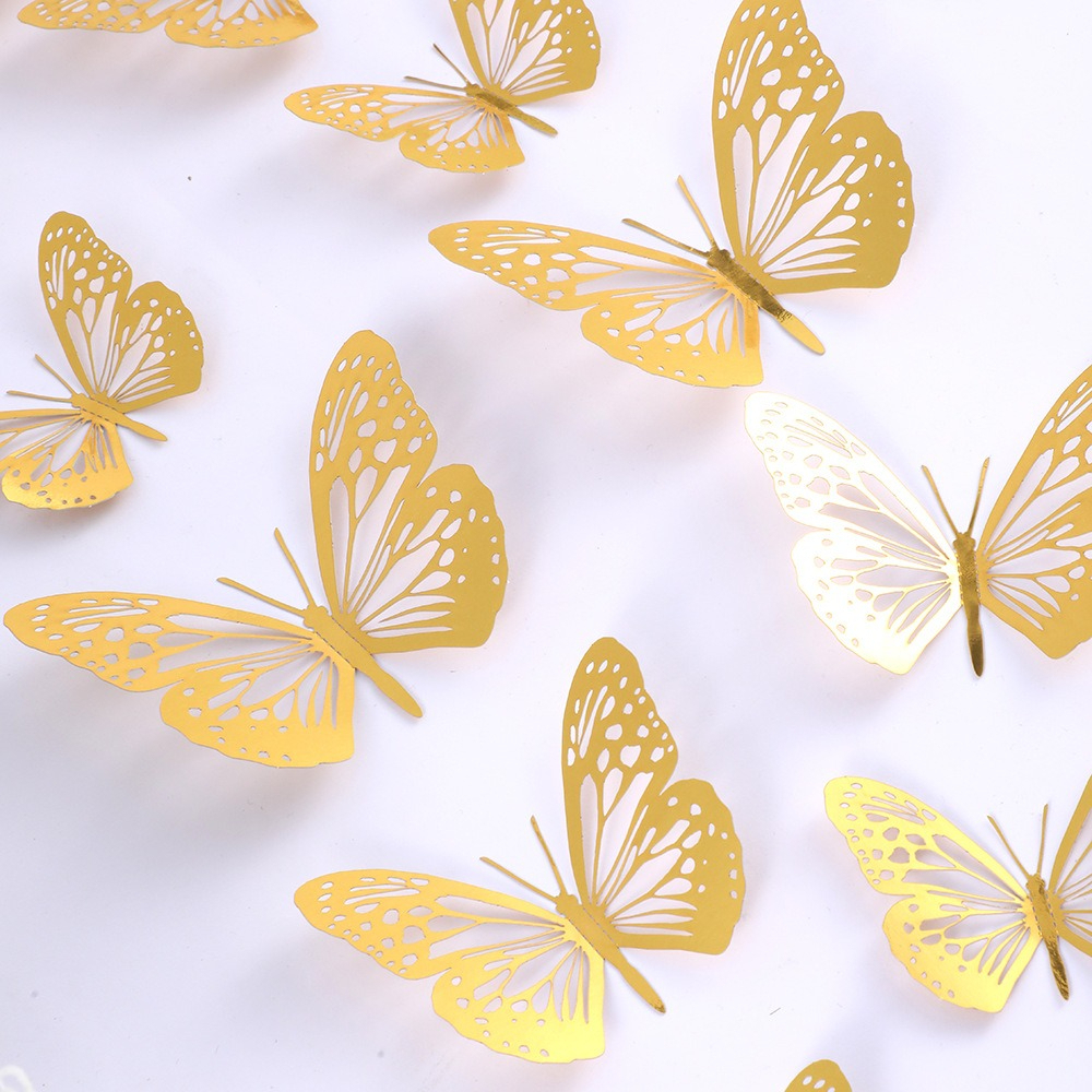 12p 3D Butterfly Wall Decor 4  - Wedding Package Gold のレビューと価格