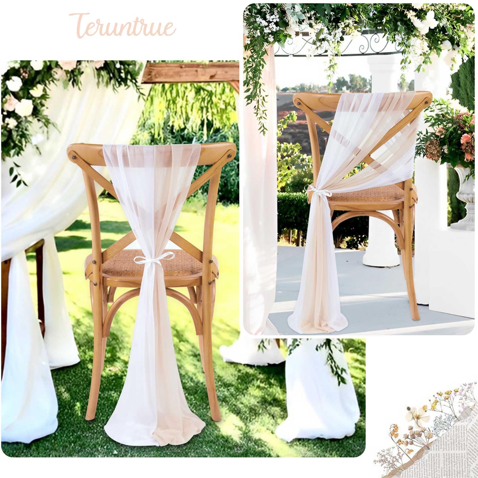 10/50PCS Chiffon Chair Sashes  - Chair Sash Organza のレビューと価格