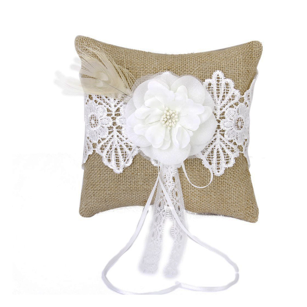 20x20cm Jute Wedding Ring Pill - Ring Bearer Pillow のレビューと価格