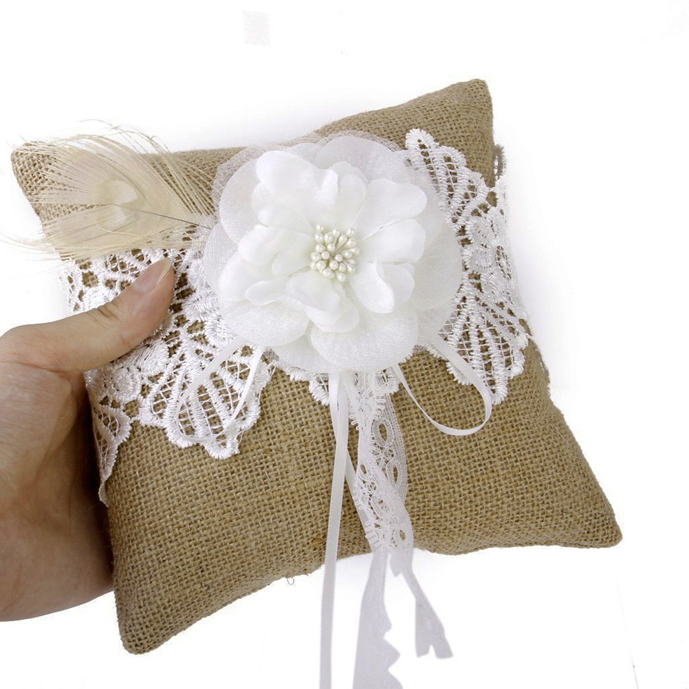 20x20cm Jute Wedding Ring Pill - Ring Bearer Pillow のレビューと価格
