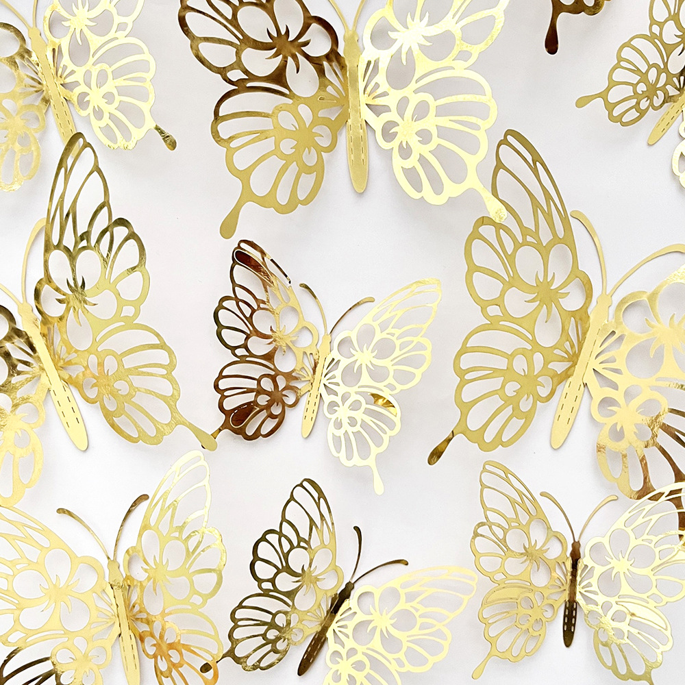 12 Pcs Gold 3D Hollow Butterfl - Wedding Package Gold のレビューと価格