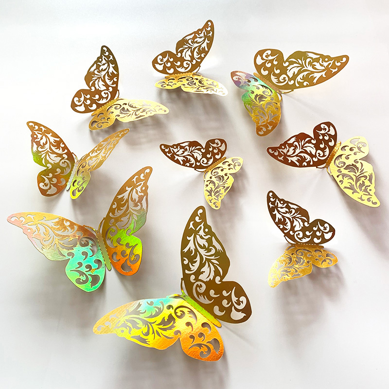12 Pcs Gold 3D Hollow Butterfl - Wedding Package Gold のレビューと価格