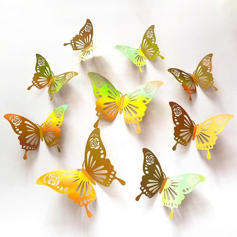 12 Pcs Gold 3D Hollow Butterfl - Wedding Package Gold のレビューと価格