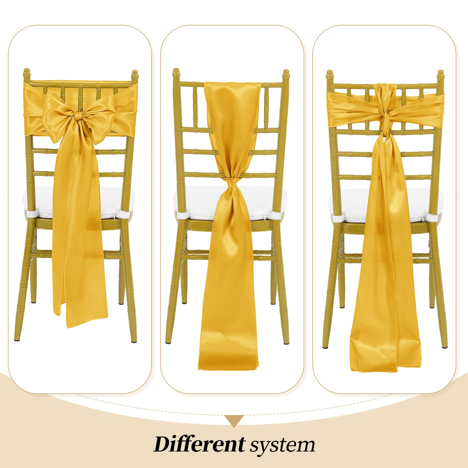 10/50PCS 17x275cm Gold Satin C - Chair Sash Organza のレビューと価格