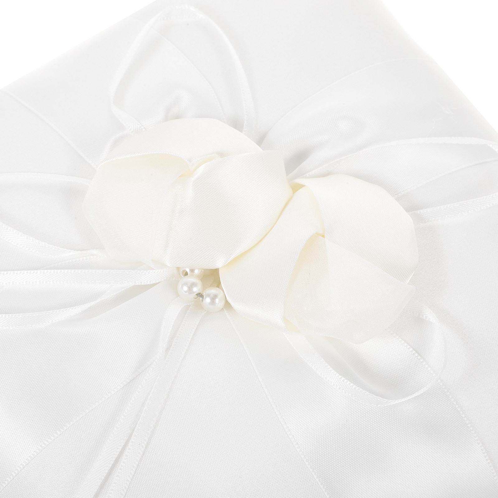 20x20cm Elegant White Satin Po - Ring Bearer Pillow のレビューと価格