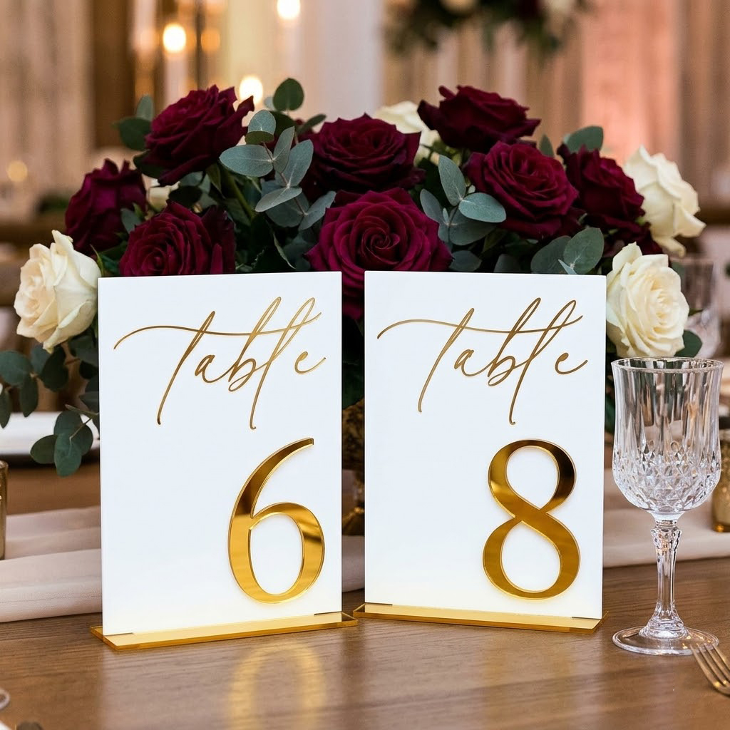 Wedding Table Numbers 1-10 wit - Table Number Gold のレビューと価格