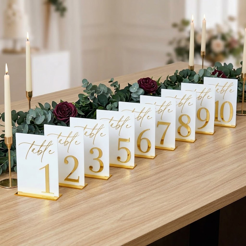 Wedding Table Numbers 1-10 wit - Table Number Gold のレビューと価格