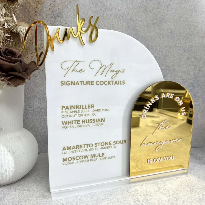 Custom Bar Menu with 3D Cutout - Table Number Gold のレビューと価格