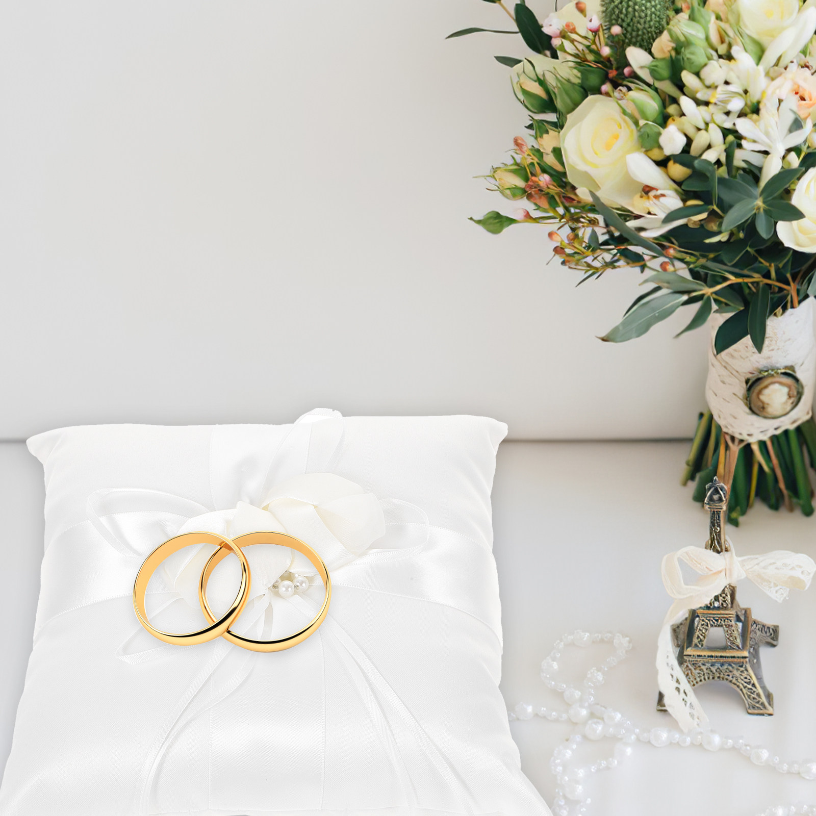 White 20x20cm Pocket Ring Pill - Ring Bearer Pillow のレビューと価格