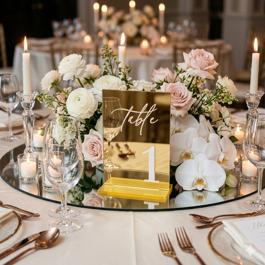 Gold Mirror Acrylic Table Numb - Table Number Gold のレビューと価格
