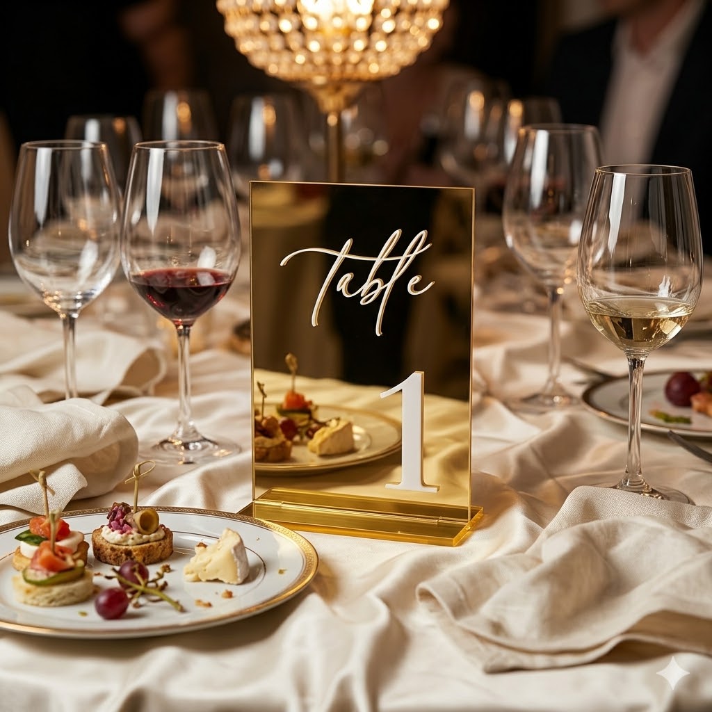 Gold Mirror Acrylic Table Numb - Table Number Gold のレビューと価格