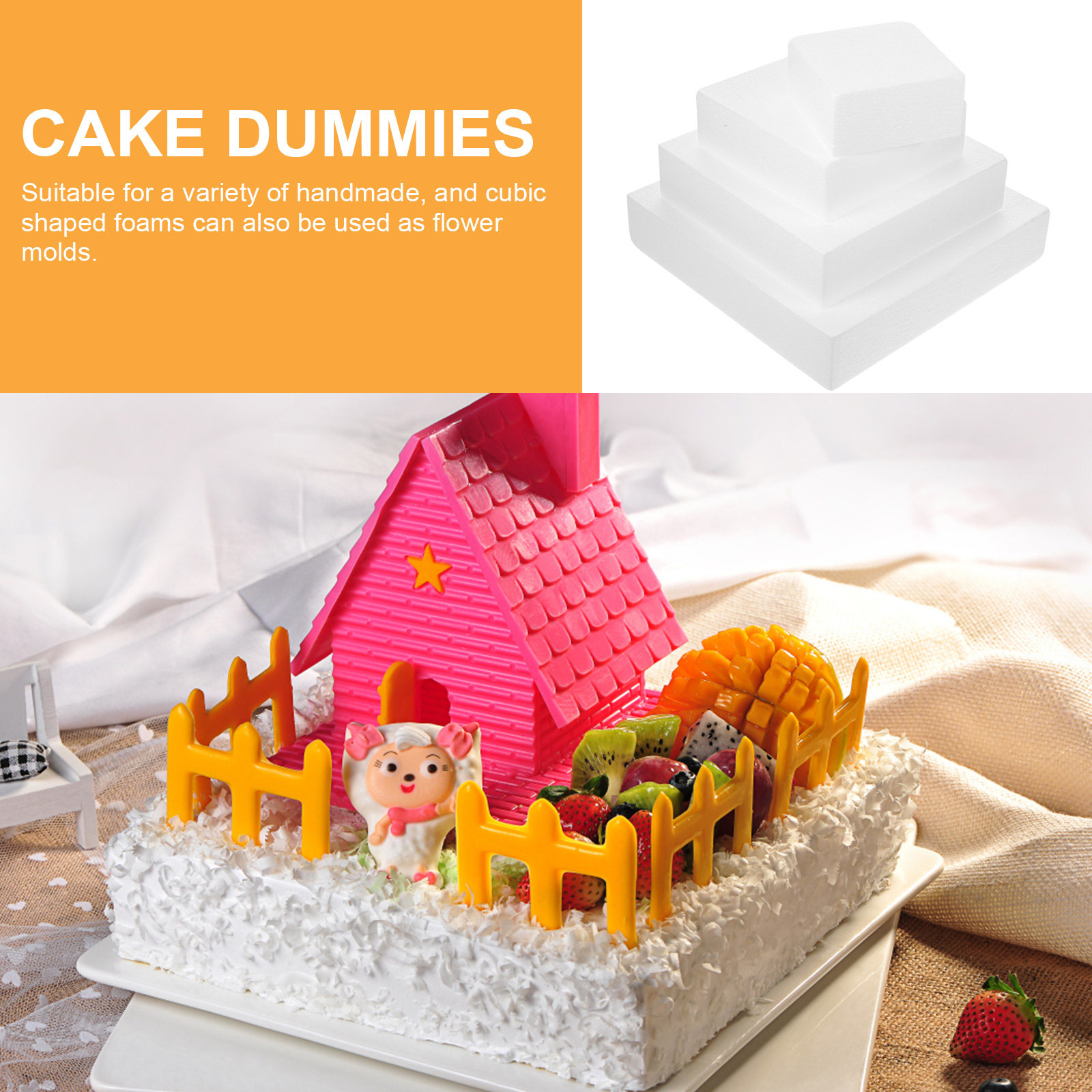 4Pcs Cake Dummy Foam Cubic Sha - Wedding Cake Supply のレビューと価格