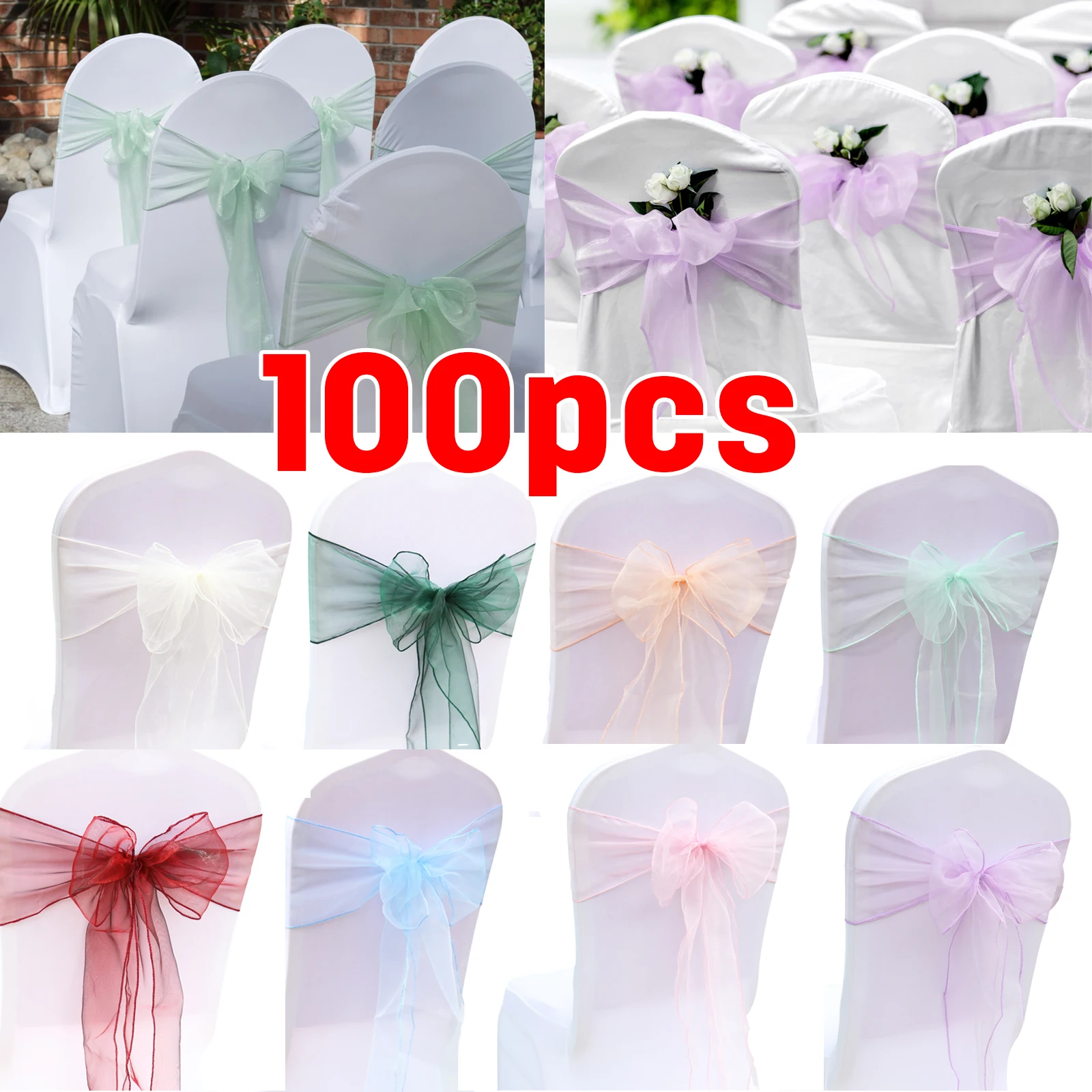 10/50/100PCS 17x275cm Organza  - Chair Sash Organza のレビューと価格