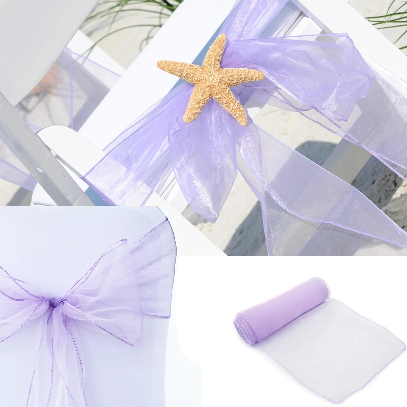 10/50/100PCS 17x275cm Organza  - Chair Sash Organza のレビューと価格