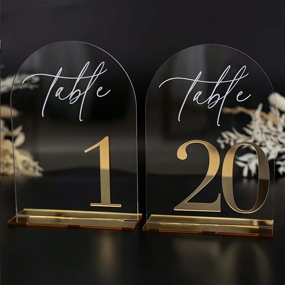 Custom 1 and 10pcs clear Acryl - Table Number Gold のレビューと価格