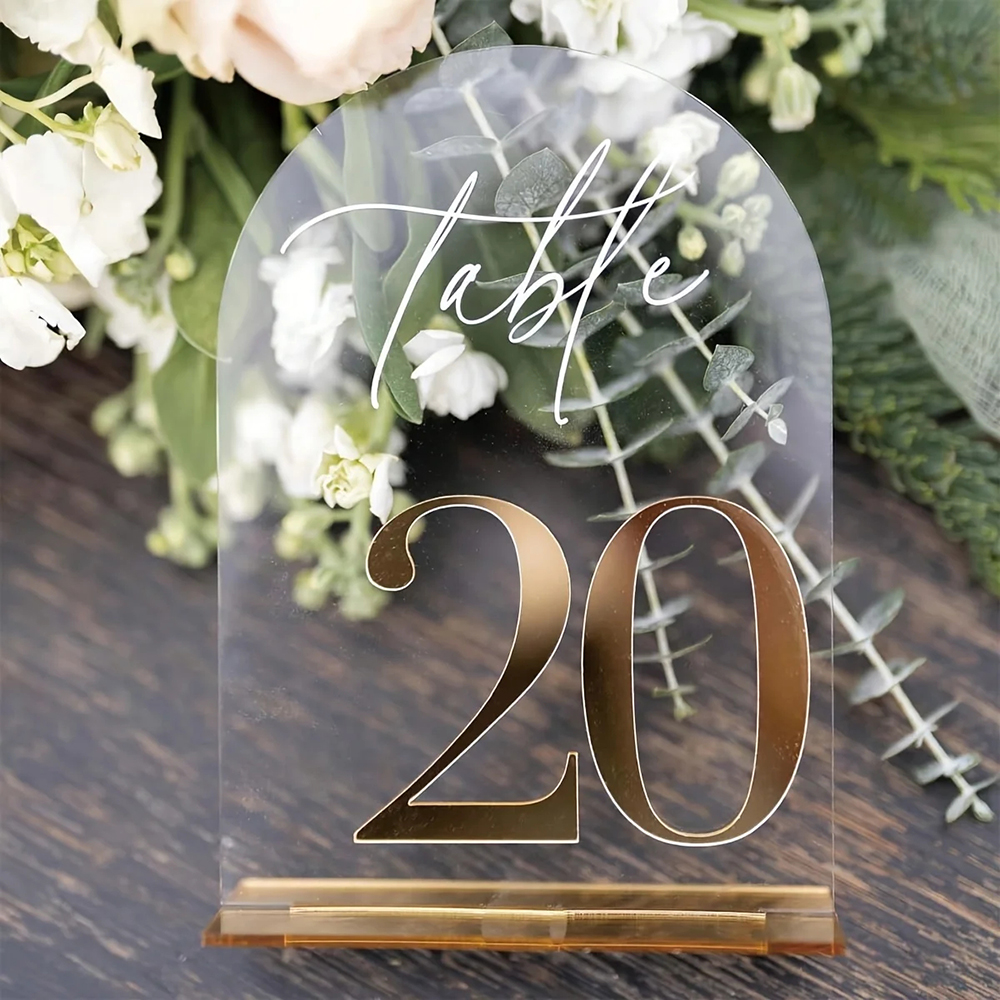 Custom 1 and 10pcs clear Acryl - Table Number Gold のレビューと価格