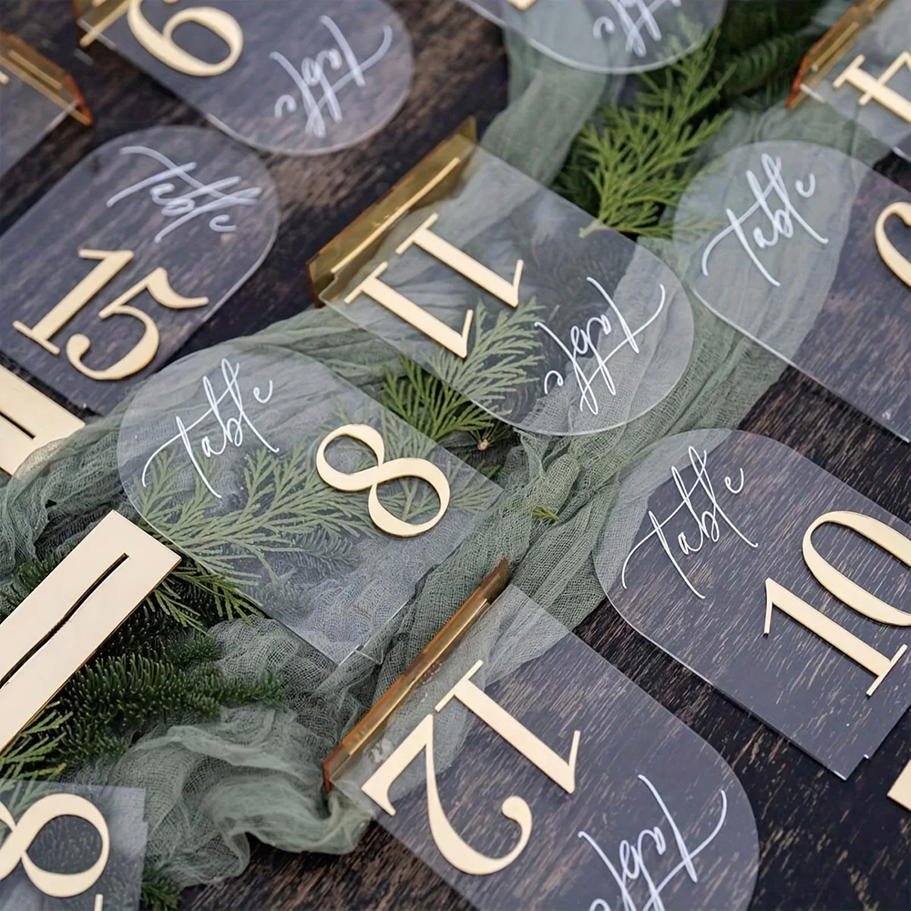 Custom 1 and 10pcs clear Acryl - Table Number Gold のレビューと価格