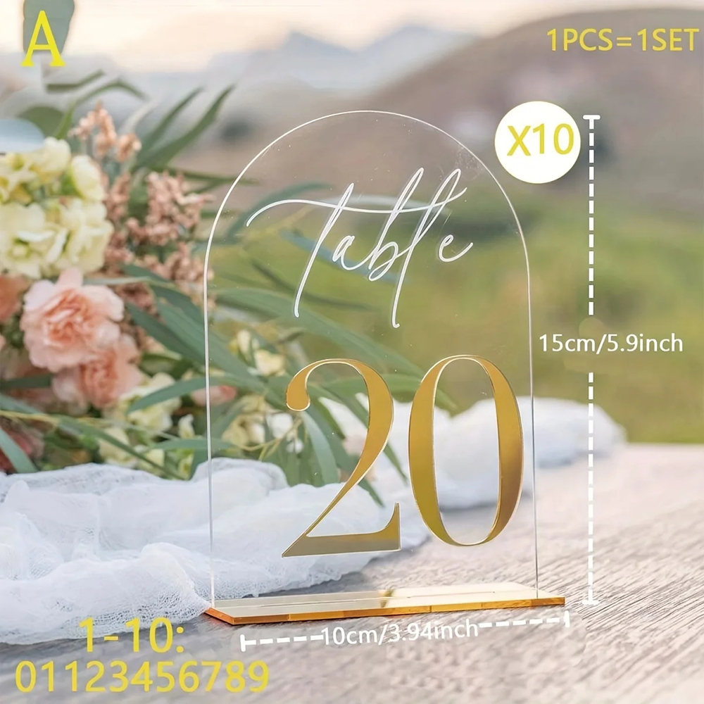 Custom 1 and 10pcs clear Acryl - Table Number Gold のレビューと価格