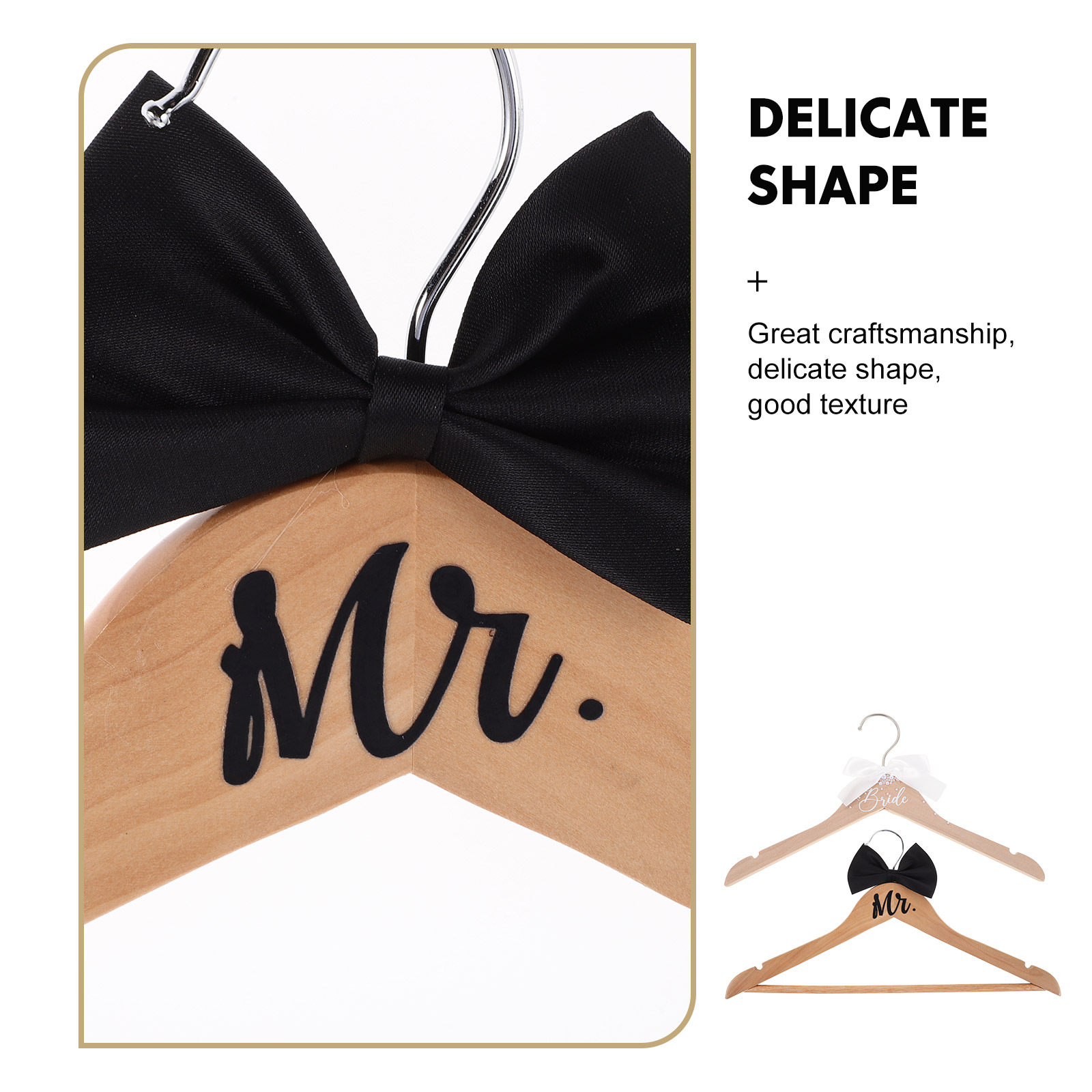 2Pcs Wooden Wedding Hangers Se - Wedding Support のレビューと価格