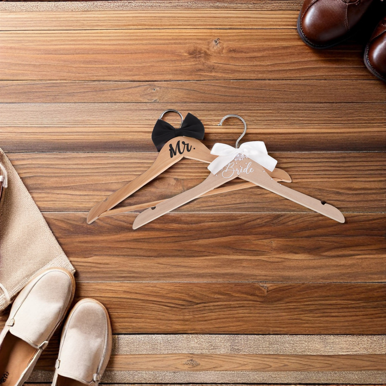 2Pcs Wooden Wedding Hangers Se - Wedding Support のレビューと価格