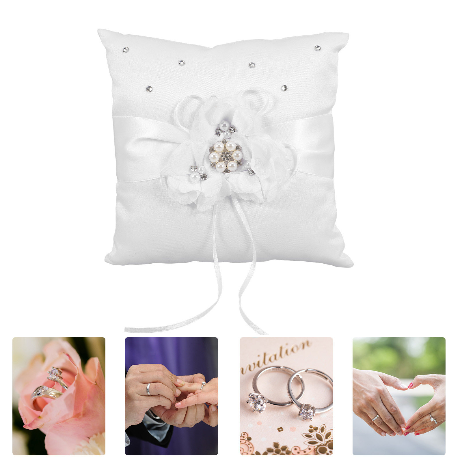20x20cm Flower Wedding Ring Pi - Ring Bearer Pillow のレビューと価格