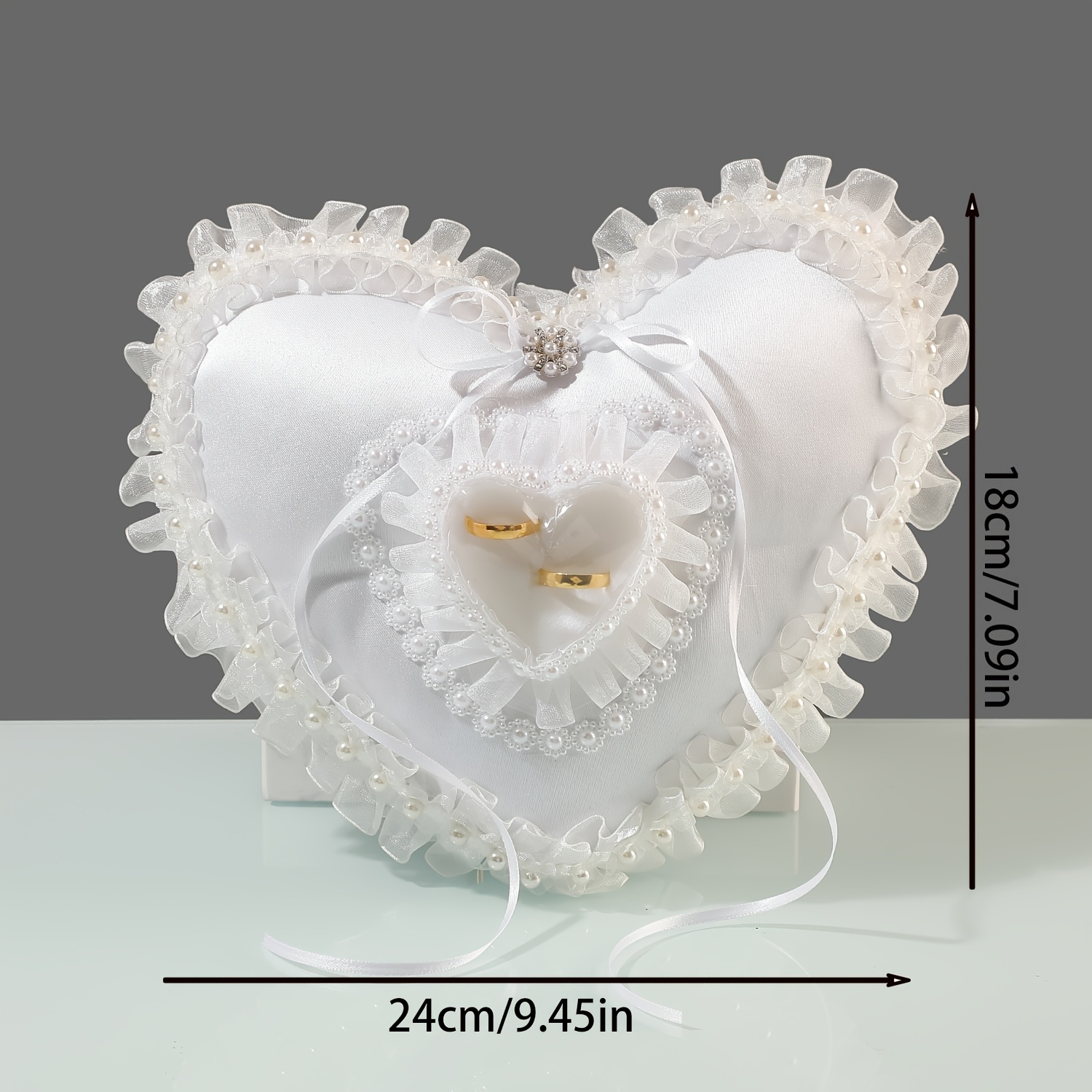 White Heart Shaped Wedding Rin - Ring Bearer Pillow のレビューと価格