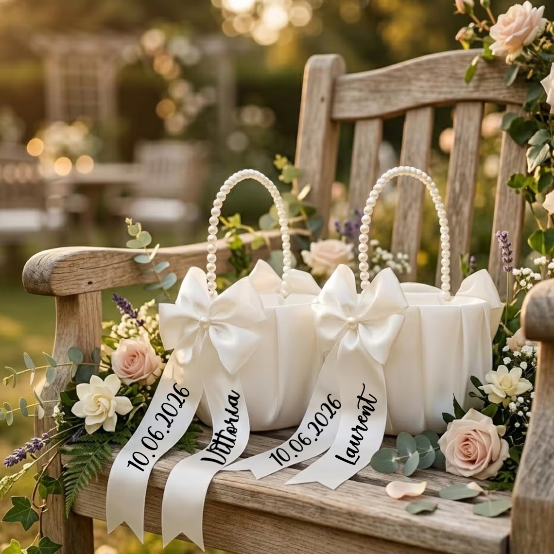 Custom Name Flower Girl Basket - Ring Bearer Pillow のレビューと価格