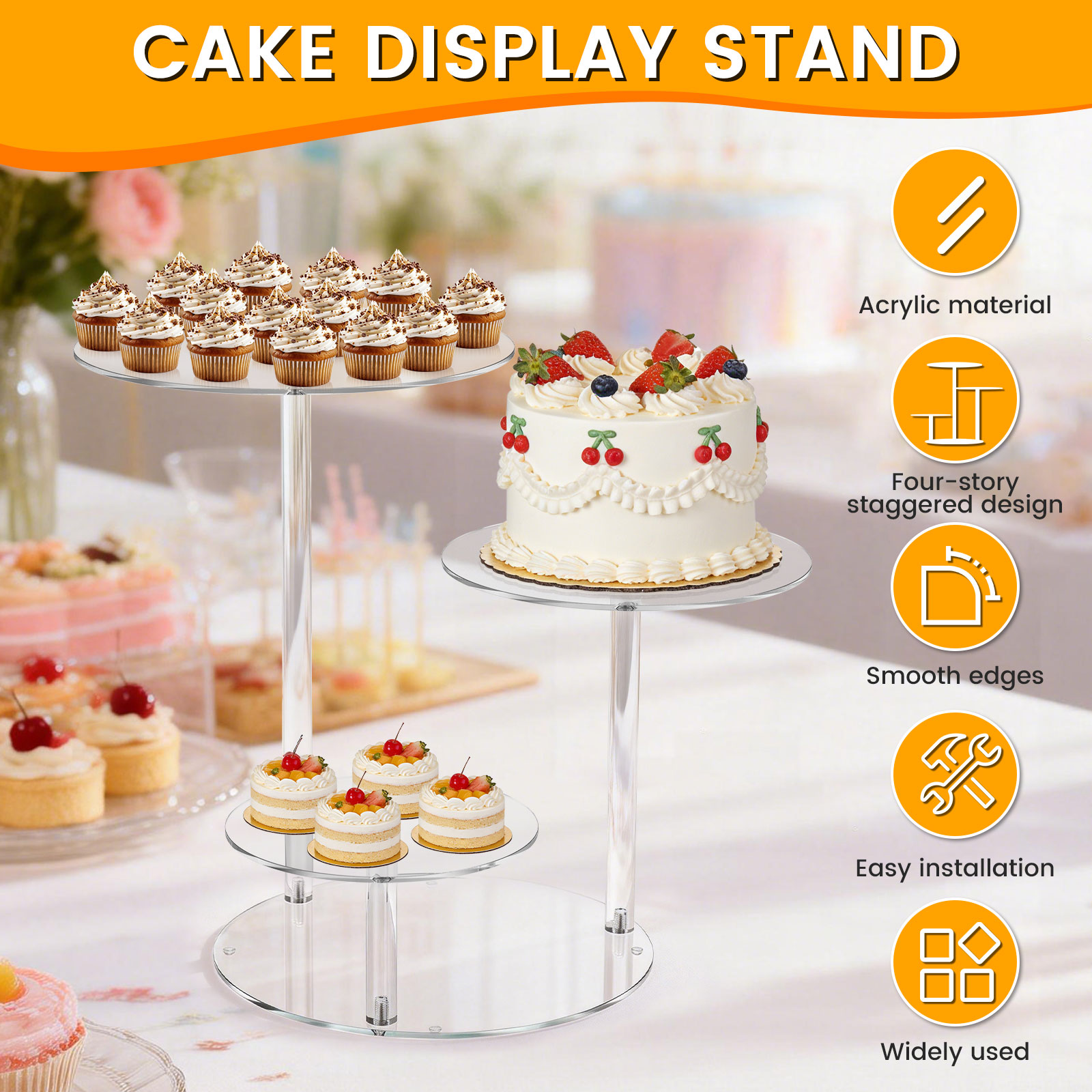 4 Tier Cake Stand Acrylic Tran - Wedding Support のレビューと価格