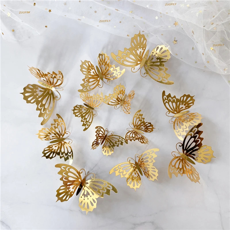 12/36Pcs 3D Hollow Butterfly W - Wedding Package Gold のレビューと価格
