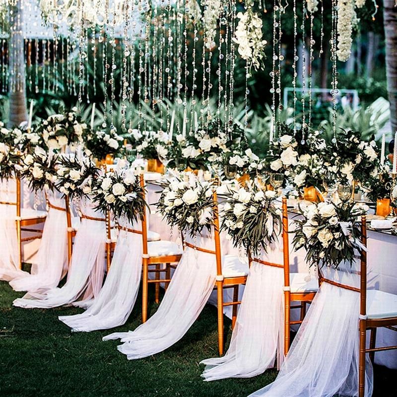 5/10M Sheer Crystal Wedding Tu - Chair Sash Organza のレビューと価格