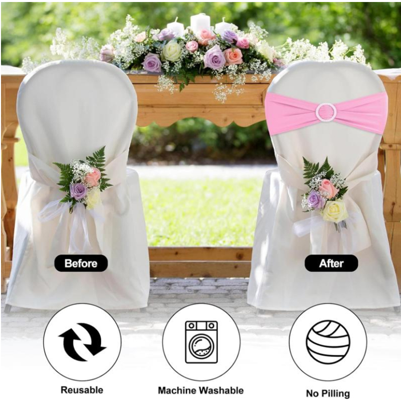 100/50/10pcs Elastic Chair Kno - Chair Sash Organza のレビューと価格