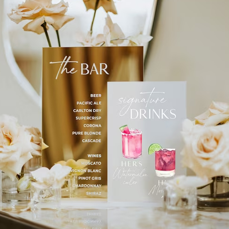 Signature Drink Sign,His and H - Table Number Gold のレビューと価格