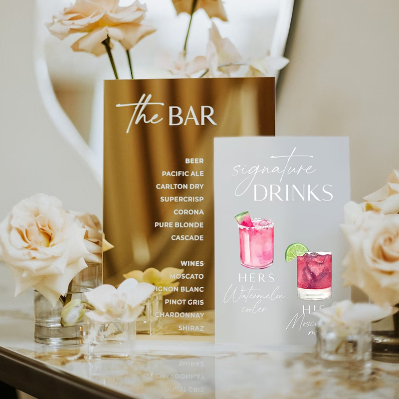 Signature Drink Sign,His and H - Table Number Gold のレビューと価格