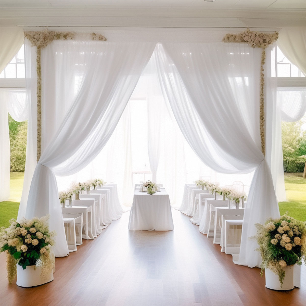 White Wedding Decoration Tulle - Chair Sash Organza のレビューと価格