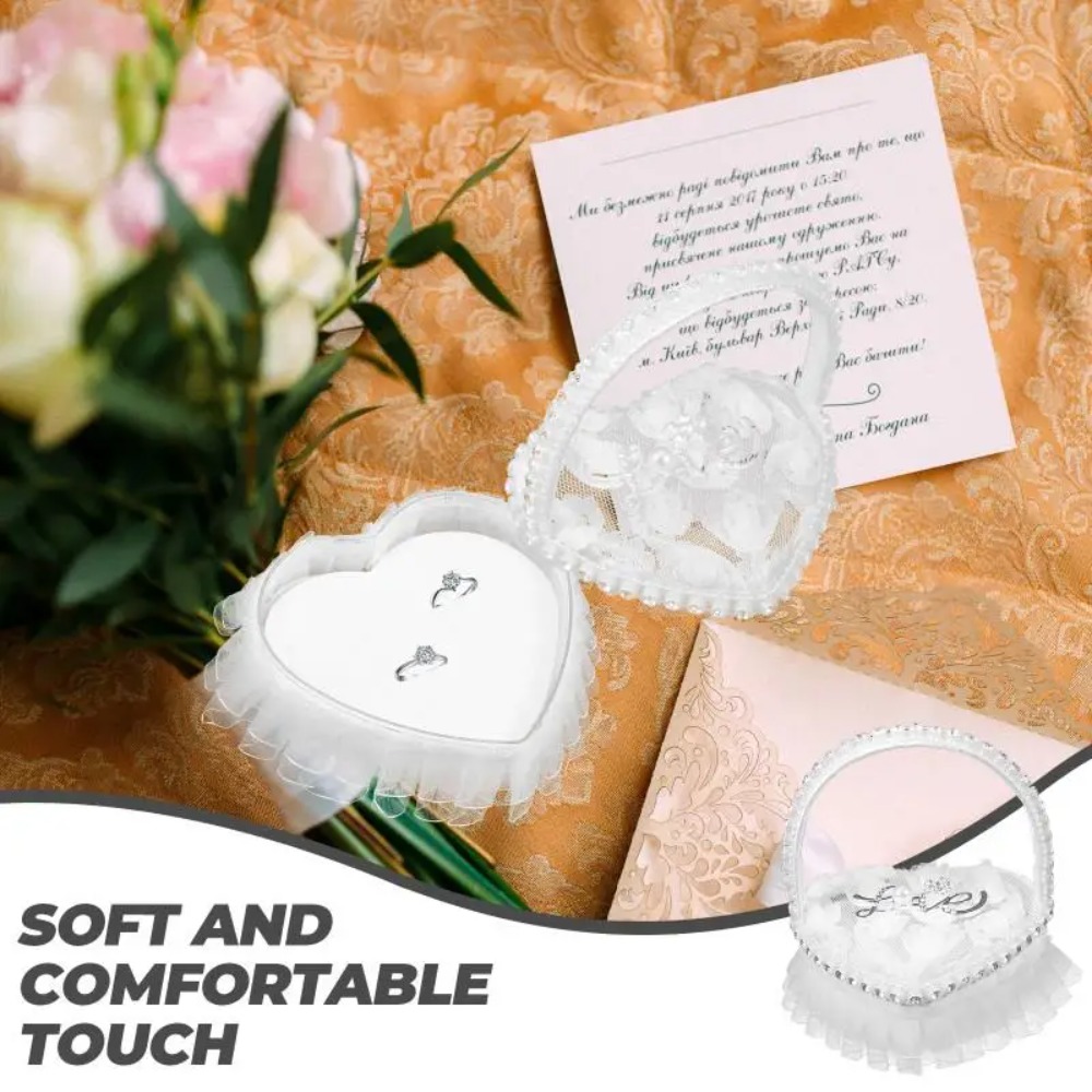 White Lace Heart-shaped Ring B - Ring Bearer Pillow のレビューと価格