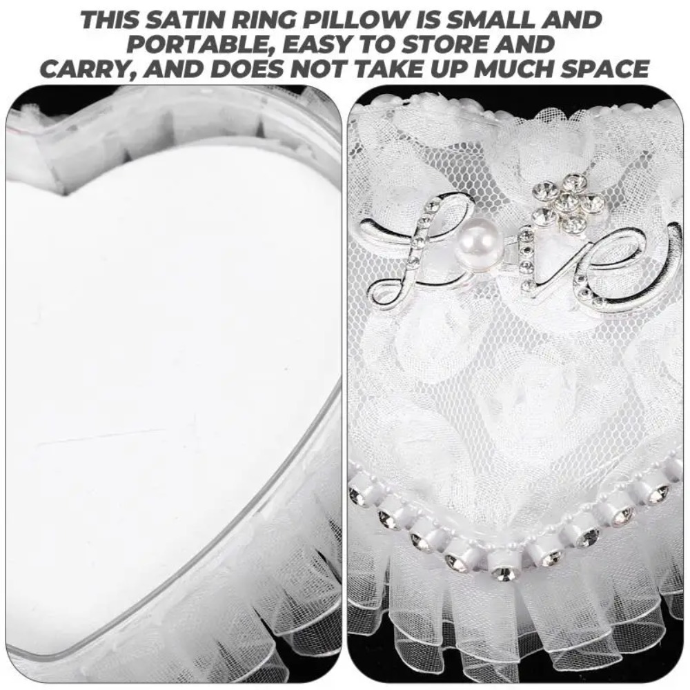 White Lace Heart-shaped Ring B - Ring Bearer Pillow のレビューと価格