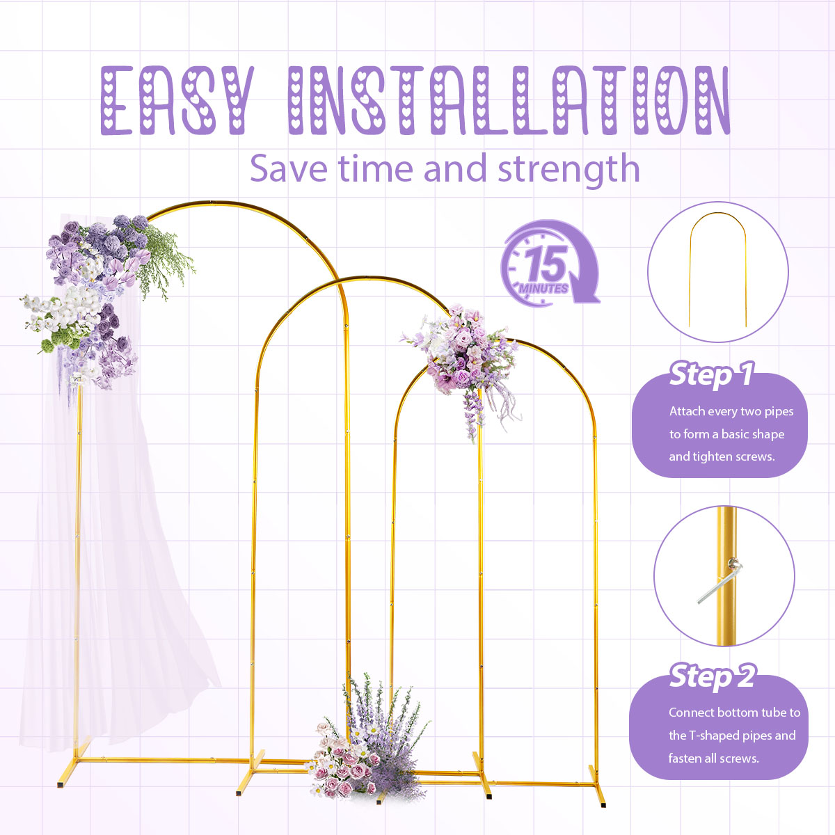 3Pack Golden Metal Arch Kits,  - Wedding Support のレビューと価格